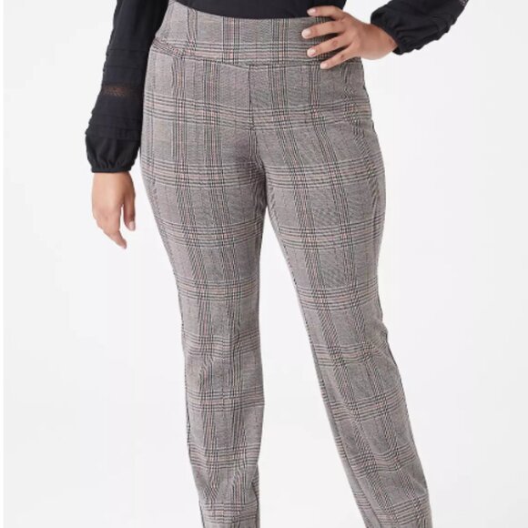 Lane Bryant Pull On Ponte Straight Leg Pant Rust Glen Plaid Size 24 - Picture 2 of 6